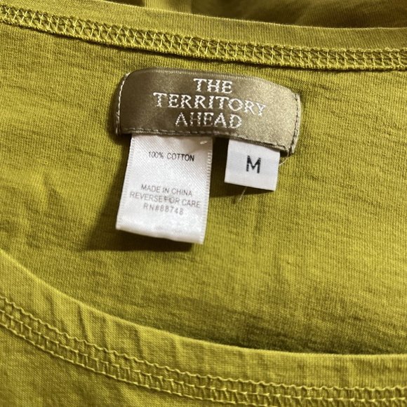 The Territory Ahead Short Sleeve Cotton Knit Casual Shift Dress Green Medium - Picture 3 of 4